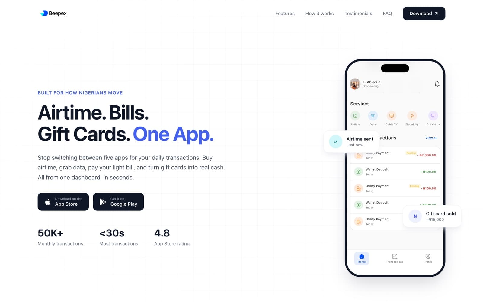 Beepex website screenshot