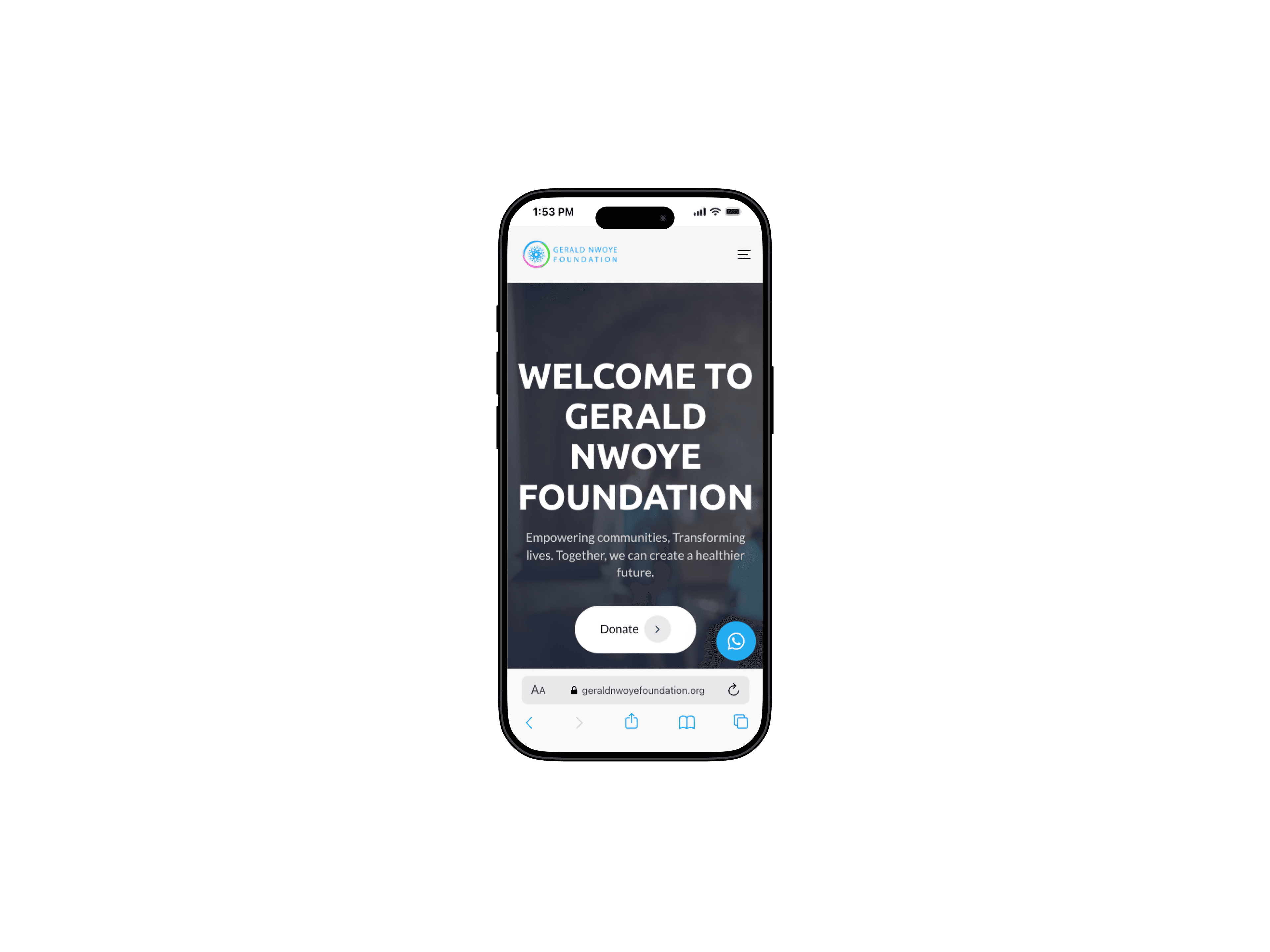 Gerald Nwonye Foundation mobile view 4